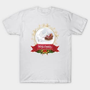 Merry Christmas Greeting. Pegasus, Helping Santa T-Shirt